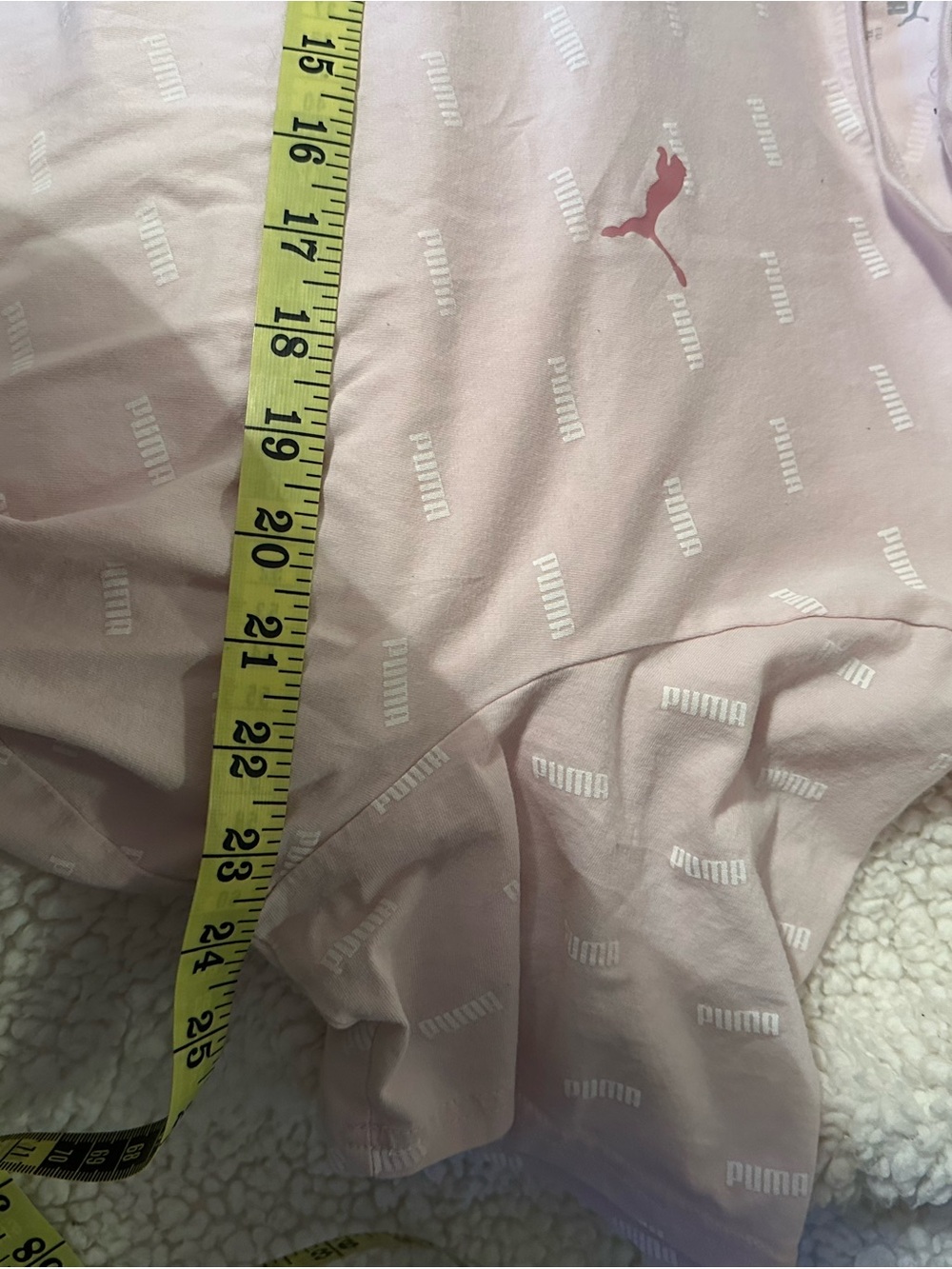 Puma Men's Pale Pink All-Over Logo Short Sleeve Tee - Picture 6 of 6